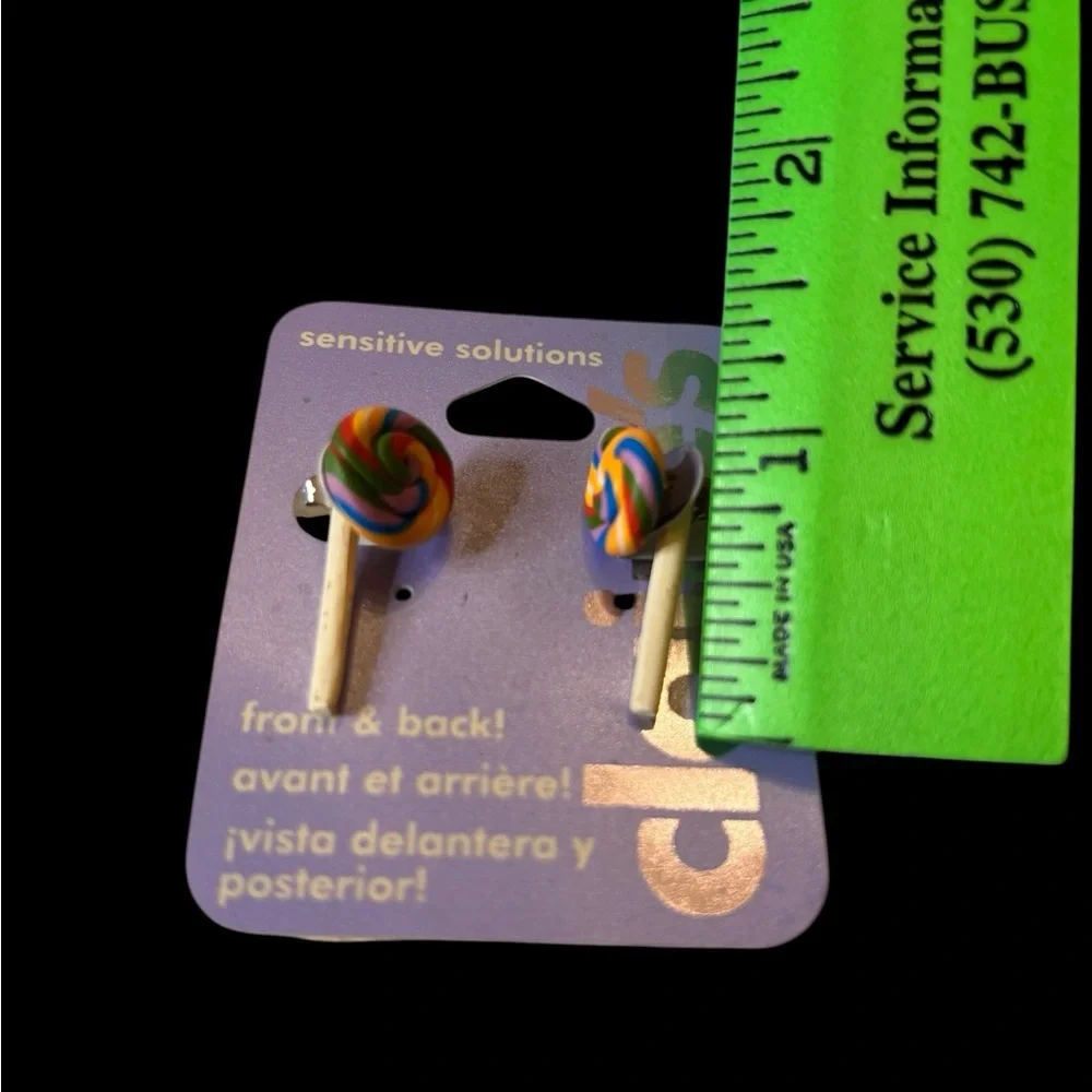 Claire's Multicolor Swirl Lollipop 2pc Earrings. NEW